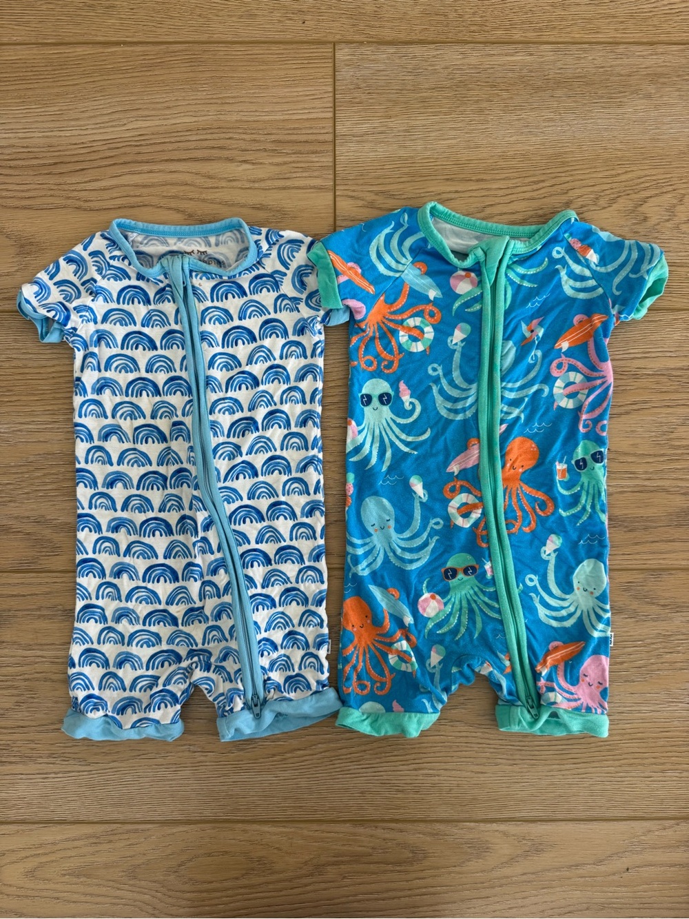Little Sleepies Blue Ocean Octopus & Wave Short One-Piece Set